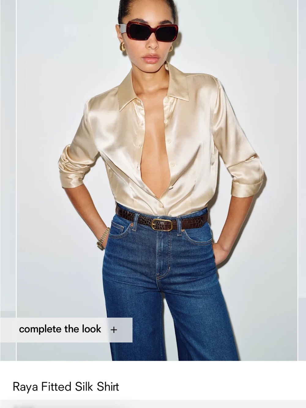 NWT Raya Fitted Silk Shirt - Almond